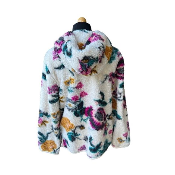 ANTHROPOLOGIE Rosemarie Hooded Sherpa Jacket Teddy Sweater Floral XS - Picture 8 of 12